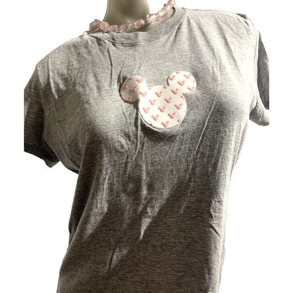 Disneyland Adult Light Gray Mickey Mouse Disney Cotton T-Shirt in Size Small 4 6 - Picture 3 of 9